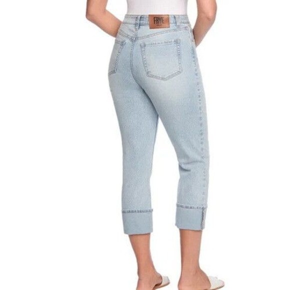 NWT Frye High-Rise Crop Jeans Cuffed Hem Light Blue (Stevie Wash) 16/34 - Picture 3 of 3